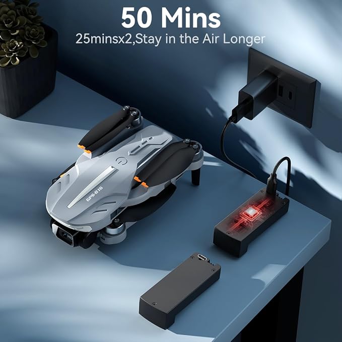 B16 GPS Drones with Camera 4K Professional for Adults – C0 Foldable Drone with Brushless Motor & 5G WIFI Transmission, RC Quadcopter with Auto Return & Follow Me, 50 Mins