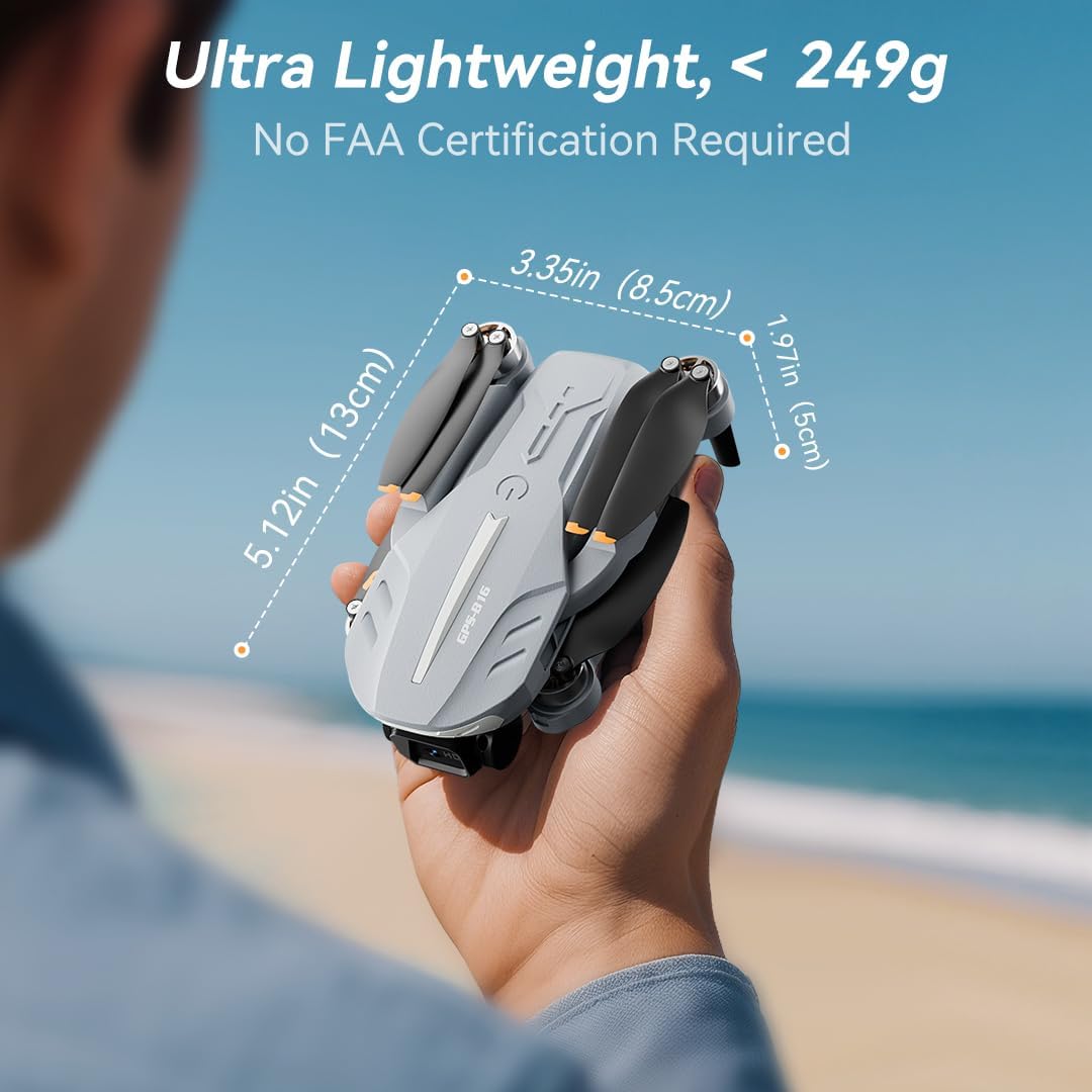 B16 GPS Drones with Camera 4K Professional for Adults – C0 Foldable Drone with Brushless Motor & 5G WIFI Transmission, RC Quadcopter with Auto Return & Follow Me, 50 Mins