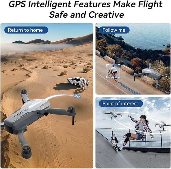 B16 GPS Drones with Camera 4K Professional for Adults – C0 Foldable Drone with Brushless Motor & 5G WIFI Transmission, RC Quadcopter with Auto Return & Follow Me, 50 Mins