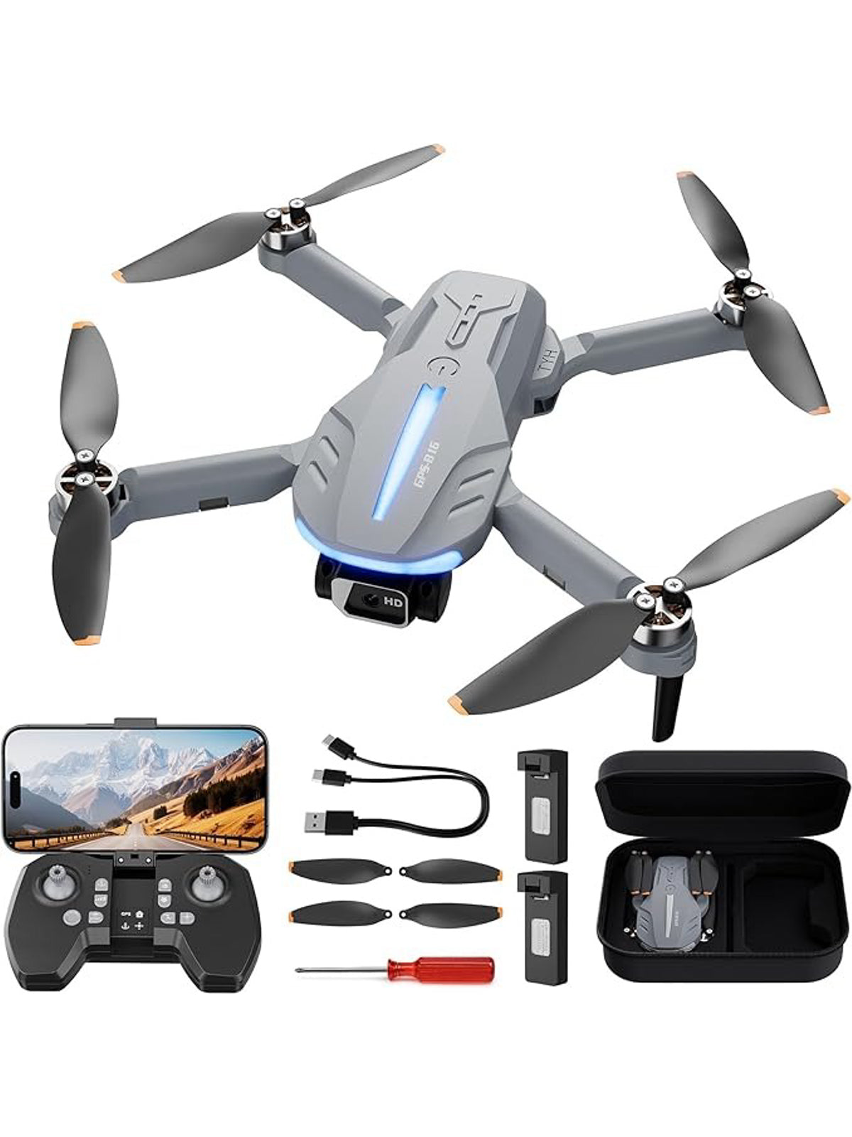 B16 GPS Drones with Camera 4K Professional for Adults – C0 Foldable Drone with Brushless Motor & 5G WIFI Transmission, RC Quadcopter with Auto Return & Follow Me, 50 Mins
