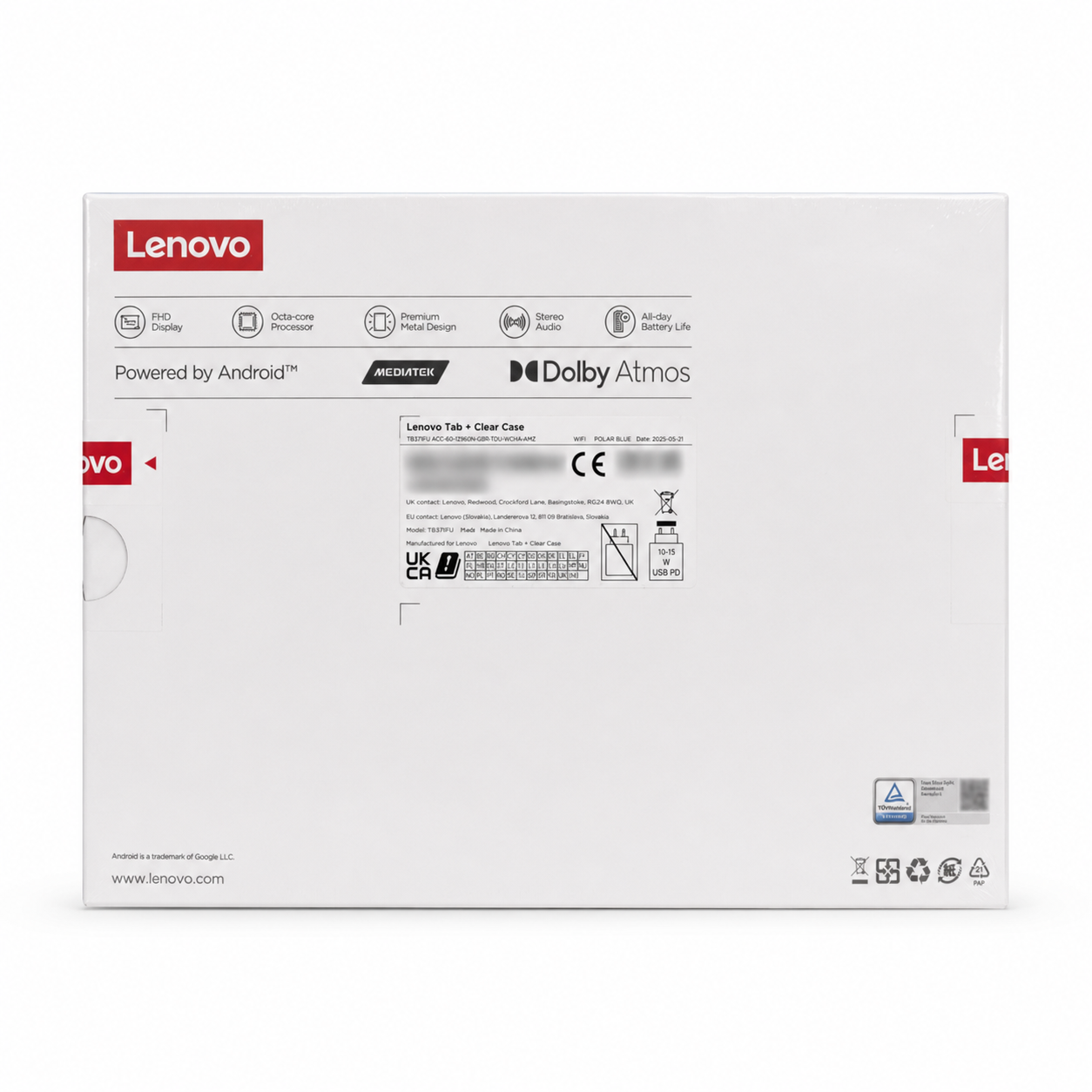 Lenovo Tab TB311FU + Clear Case | 10.1" WUXGA Display | 4GB RAM | 128GB Storage | Wi-Fi | Android 14